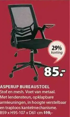 Jysk Asperup Bureaustoel 29% Korting aanbieding