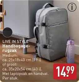 ALDI Live in style handbagage rugzak aanbieding