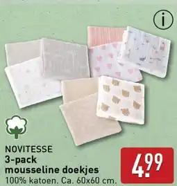 ALDI Novitesse 3 pack mousseline doekjes aanbieding