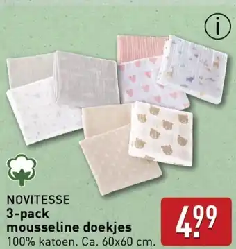 ALDI Novitesse 3 pack mousseline doekjes aanbieding