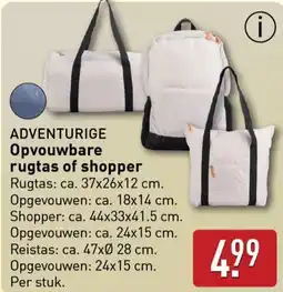 ALDI Adventurige opvouwbare rugtas of shopper aanbieding