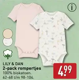 ALDI Lily & dan 2 pack rompertjes aanbieding