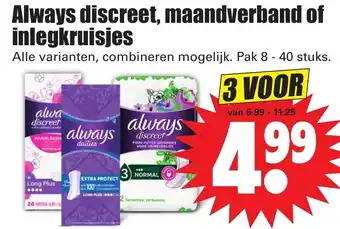 Dirk Always Discreet, maandverband of inlegkruisjes 3*8-40st aanbieding