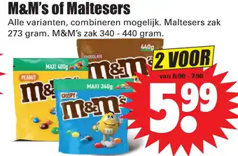 Dirk M&M's of maltesers 340-440 gram aanbieding