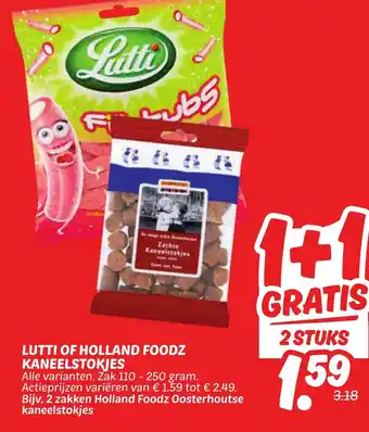 Dekamarkt Lutti of holland foodz kaneelstokjes aanbieding