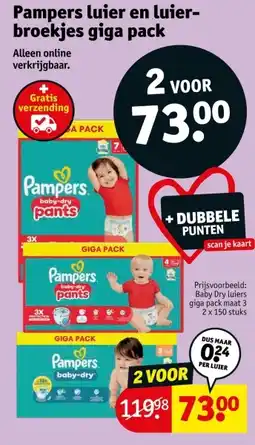 Kruidvat Pampers luier en luier broekjes giga pack aanbieding
