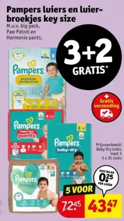 Kruidvat Pampers luiers en luier broekjes key size aanbieding