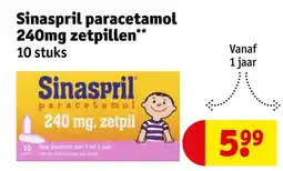 Kruidvat Sinaspril paracetamol 240mg zetpillen aanbieding