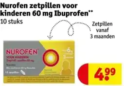 Kruidvat Nurofen zetpillen voor kinderen 60 mg Ibuprofen aanbieding