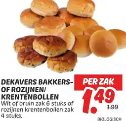 Dekamarkt Dekavers bakkers of rozijnen/ krentenbollen aanbieding