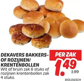 Dekamarkt Dekavers bakkers of rozijnen/ krentenbollen aanbieding