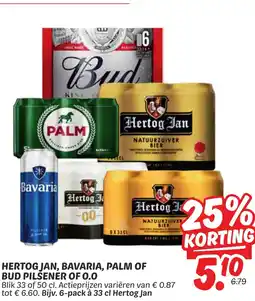 Dekamarkt Hertog jan, bavaria, palm of bud pilsener of 0.0 aanbieding
