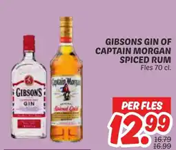 Dekamarkt GIBSONS GIN OF CAPTAIN MORGAN SPICED RUM aanbieding