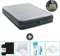 Praxis Intex Luchtbed - 2-Persoons - 152 x 203 x 33 cm - Grijs - Inclusief pomp - Accessoires CB17 aanbieding