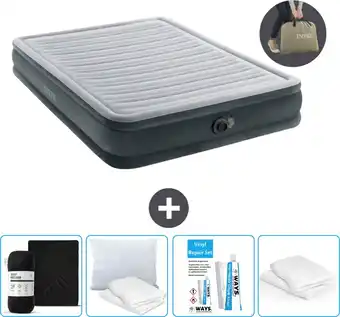 Praxis Intex Luchtbed - 2-Persoons - 152 x 203 x 33 cm - Grijs - Inclusief pomp - Accessoires CB17 aanbieding