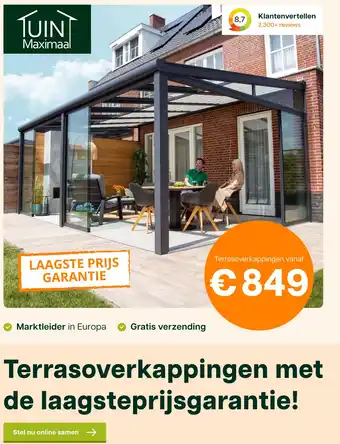 Tuinmaximaal Terrasoverkappinger aanbieding