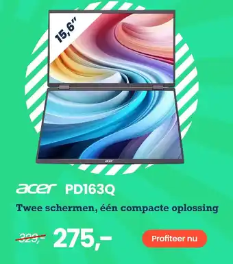 Paradigit acer PD163Q Twee schermen, één compacte oplossing aanbieding