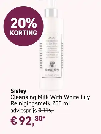 Mooi parfumerie Sisley Cleansing Milk With White Lily aanbieding