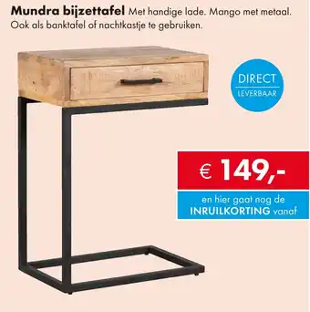 Woonsquare Mundra bijzettafel Met handige lade. aanbieding
