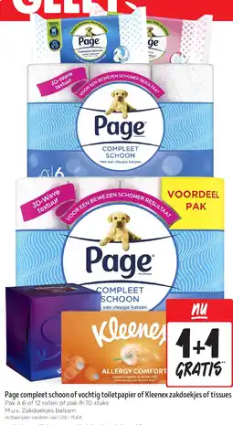 Jumbo Page compleet schoon of vochtig toiletpapier of Kleenex zakdoekjes of tissues aanbieding