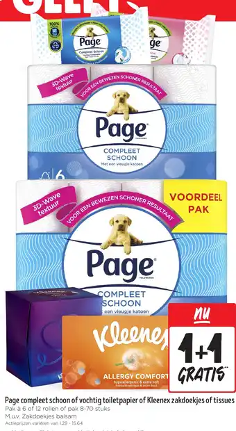 Jumbo Page compleet schoon of vochtig toiletpapier of Kleenex zakdoekjes of tissues aanbieding