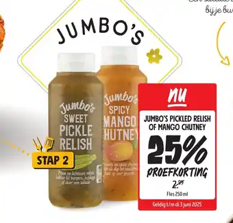 Jumbo Jumbo's pickled relish of mango chutney aanbieding