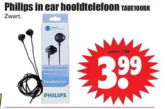 Dirk Philips In Ear Hoofdtelefoon TAUE100BK aanbieding