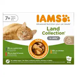 Zooplus Dubbelpak: 24x85g IAMS Advanced Nutrition Senior 7+ Land Collection in gelei nat kattenvoer aanbieding