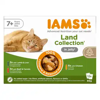 Zooplus Dubbelpak: 24x85g IAMS Advanced Nutrition Senior 7+ Land Collection in gelei nat kattenvoer aanbieding