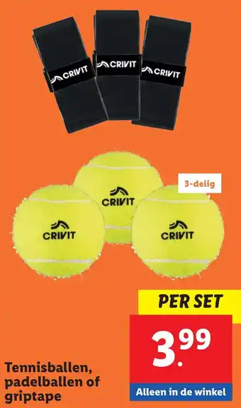 Lidl Tennisballen, padelballen of griptape aanbieding