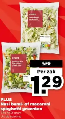 PLUS PLUS Nasi bami of macaroni spaghetti groenten aanbieding