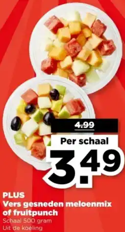 PLUS PLUS Vers gesneden meloenmix of fruitpunch aanbieding