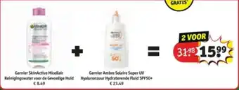 Kruidvat Garnier SkinActive Micellair + Garnier Ambre Solaire Super UV aanbieding