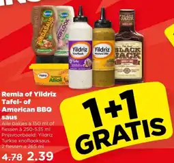 PLUS Remia of Yildriz Tafel of American BBQ saus aanbieding