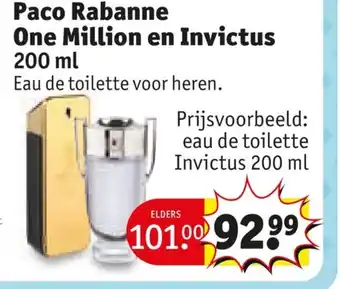 Kruidvat Paco Rabanne One Million en Invictus aanbieding