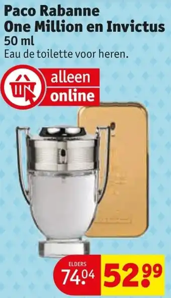 Kruidvat Paco Rabanne One Million en Invictus aanbieding