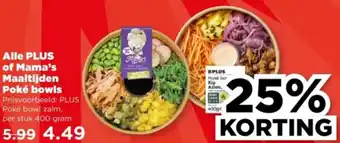 PLUS Alle PLUS of Mama's Maaltijden Poké bowls aanbieding