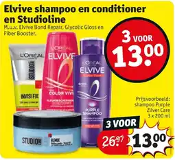Kruidvat Elvive shampoo en conditioner en Studioline aanbieding