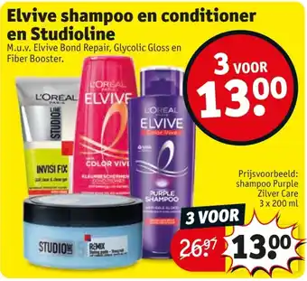 Kruidvat Elvive shampoo en conditioner en Studioline aanbieding