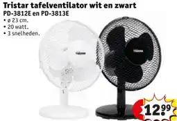 Kruidvat Tristar tafelventilator wit en zwart aanbieding