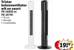 Kruidvat Tristar kolomventilator wit en zwart aanbieding