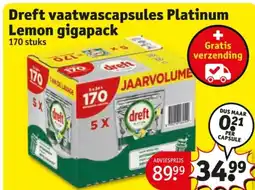 Kruidvat Dreft vaatwascapsules Platinum Lemon gigapack aanbieding