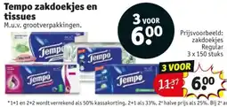 Kruidvat Tempo zakdoekjes en tissues aanbieding