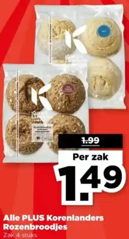 PLUS Alle PLUS Korenlanders Rozenbroodjes aanbieding