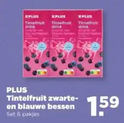 PLUS PLUS Tintelfruit drink Zwarte en blauwe bessen aanbieding