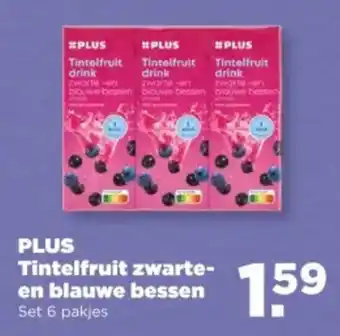 PLUS PLUS Tintelfruit drink Zwarte en blauwe bessen aanbieding