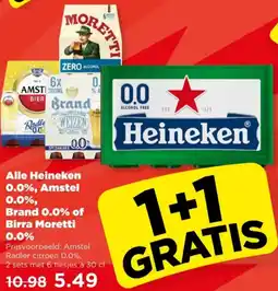 PLUS Alle Heineken 0.0%, Amstel 0.0%, Brand 0.0% of Birra Moretti 0.0% aanbieding
