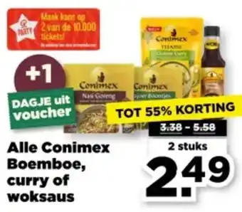 PLUS Alle Conimex Boemboe, curry of woksaus aanbieding