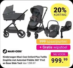 Van Asten BabySuperstore Kinderwagen Maxi-Cosi Oxford Plus Twillic Graphite met Autostoel Pebble 360° Pro2 en Base Slide Tech aanbieding