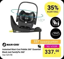 Van Asten BabySuperstore Autostoel Maxi-Cosi Pebble 360° Essential Black met FamilyFix 360° aanbieding